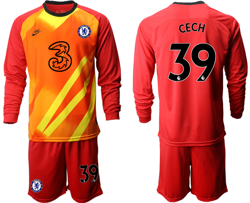 Men 2021 Chelsea red goalkeeper long sleeve #39 soccer jerseys